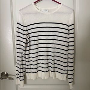 Banana Republic White w Black Stripes Sweater